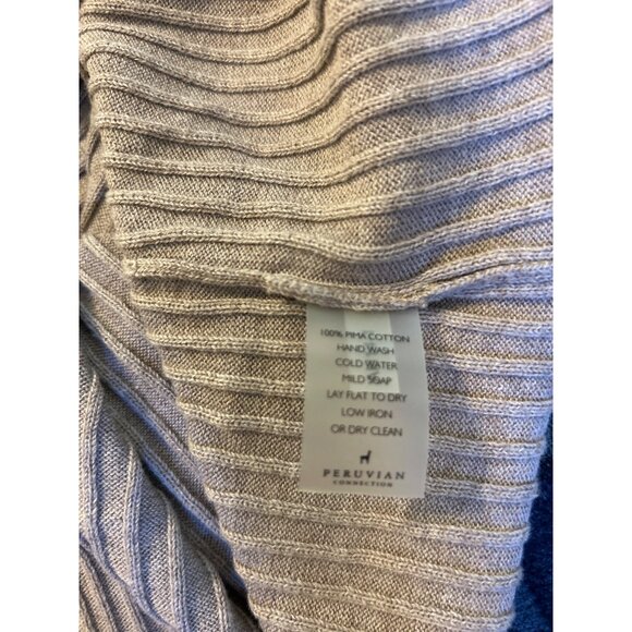 Peruvian Connection Women’s L Ribbed Taupe Knit Turtleneck Top 100% Pima Cotton - Picture 5 of 7